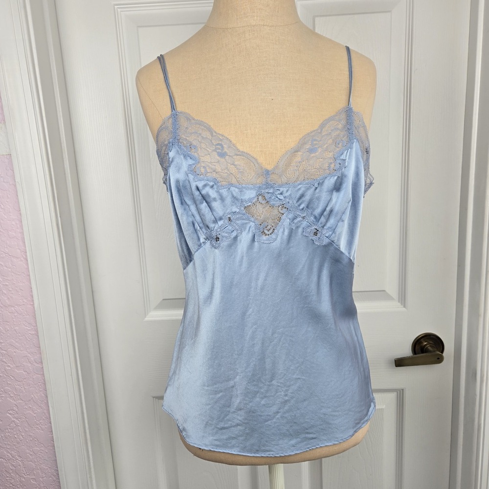 Only Hearts Light Blue Lace Trim Satin Camisole